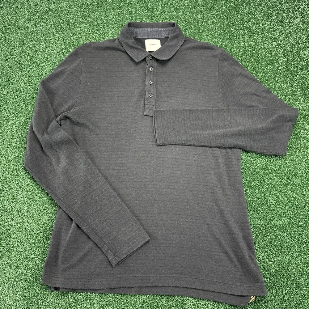 Billy Reid Polo Men's Long Sleeve Shirt Size Large Blue Stretch